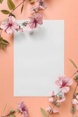 Invitation greeting card floral frame blank canvas