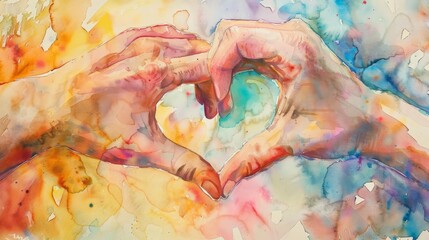 A painting of two hands forming a heart