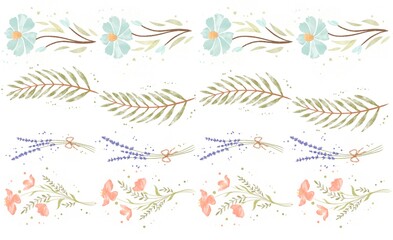 horizontal pattern with watercolor flowers Seamless isolated on white background Wild flowers Hand drawn detailed botanical vector illustration for home or print design seamless border for fabric