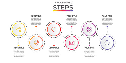 Concept of arrow business model Infographic design layout. six colorful graphic vector design