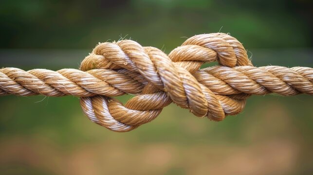 Close-up of a double knot in a rope, symbolizing a strong and enduring bond