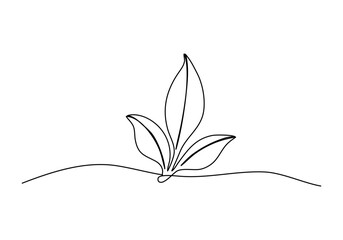 Plant, one line drawing vector illustration.