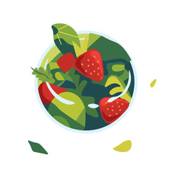 Fresh Fruit Salad Bowl Vector