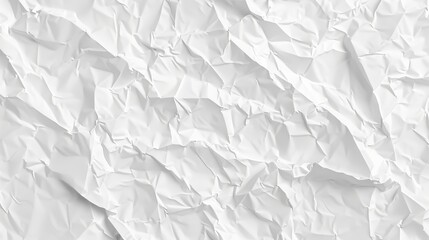 Realistic modern illustration of crumpled paper texture. Blank white sheet with wrinkles and creases, note mock-up, and flyer template.