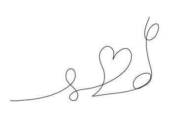 Heart shape leaf. One line drawing vector illustration.