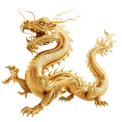 chinese golden dragon isolated on transparent background