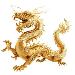 Obraz premium chinese golden dragon isolated on transparent background