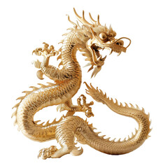 Obraz premium chinese golden dragon isolated on transparent background