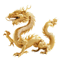 Fototapeta premium chinese golden dragon isolated on transparent background