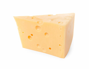 Piece of delicious cheese isolated on white
