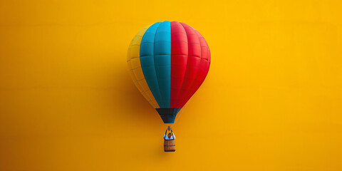 colorful air balloon on vivid yellow background