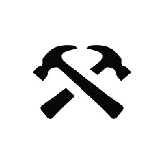 Simple silhouette illustration of hammers construction and woodworking hand tool