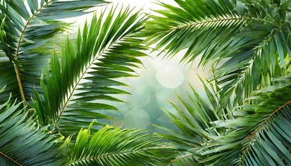 A close up of a leafy green palm tree with a bright green color