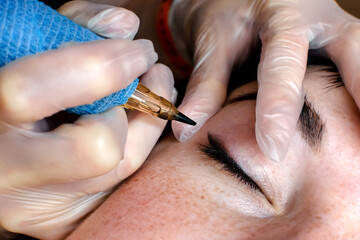 permanent eye tattoo, permanent makeup, tattoo machine, closeup