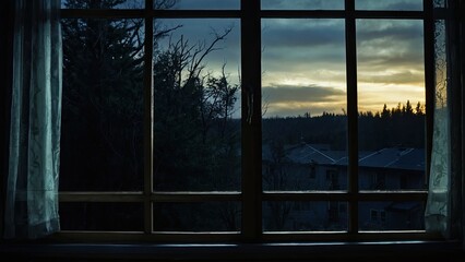 View from an old gloomy window.