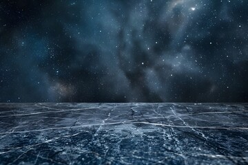 marble table with Starry sky and stars background