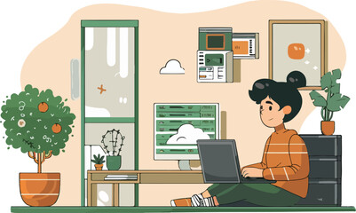 Fototapeta premium Cozy Home Office Setting