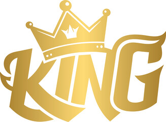 Golden king word with crown