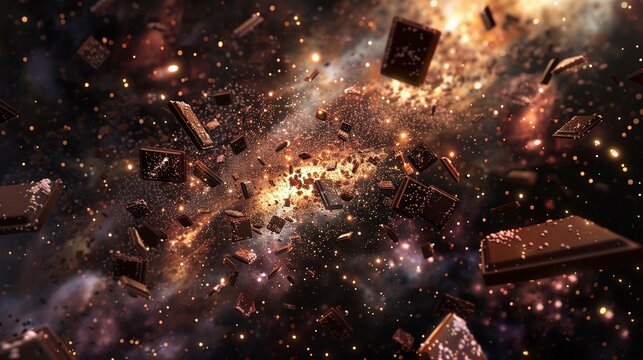 Chocolate firework in space UHD wallpaper