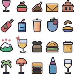 Colorful Food and Drink Icons