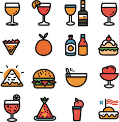 Colorful Food and Drink Icons