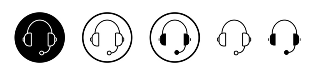 Headset Icon Collection. Customer Support Headphone Vector Symbol.