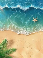 Vector illustration golden sands and beach, Top view for promoting summer sales.