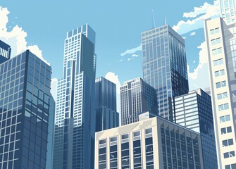 skyscrapers in downtown city