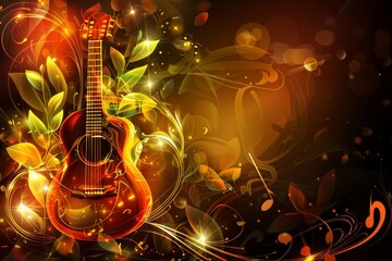 Obraz premium Guitar With Floral Design