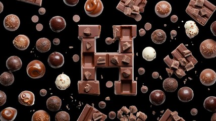 H made by chocolate minimal transparent background UHD wallpaper