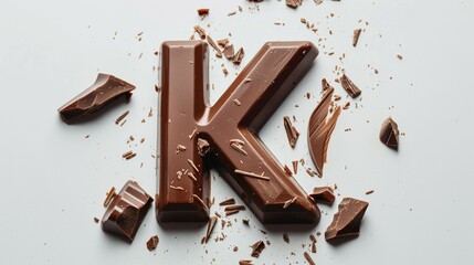 Letter K made by chocolate with transparent background UHD wallpaper