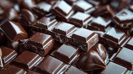 Photo realistic square pieces of chocolate UHD wallpaper