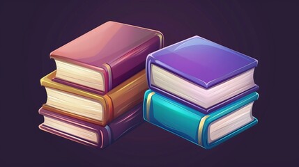 Stack of textbooks. Realistic 3D modern illustration of piles of books with colorful covers and white pages for school education. Tower of close books.