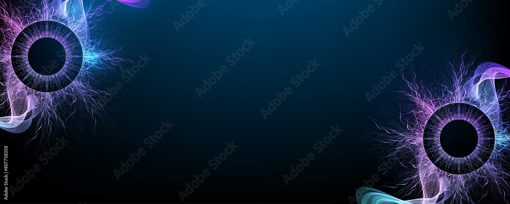 Leinwandbilder Scientific illustration quantum computer technology. Plexus fiction effect. Deep learning artificial intelligence. Big data algorithms visualization. Quantum explosion background.