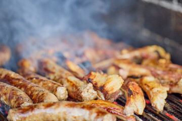 meat mix on the grill while it is cooked.