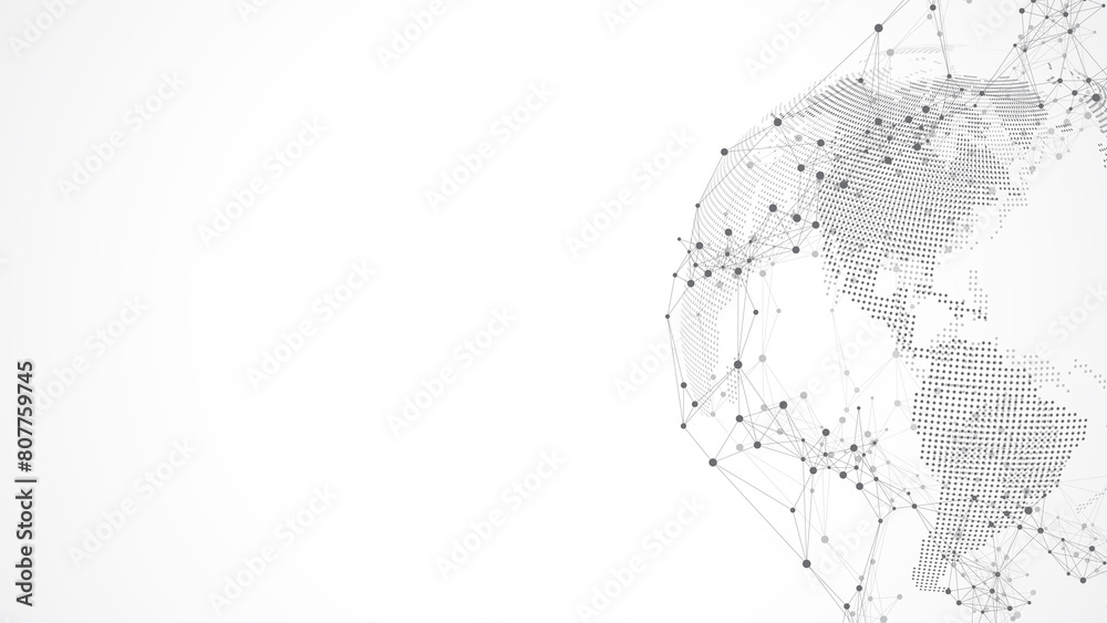 Poster Global network connection banner design template. Header social network communication in the global business concept. Big data visualization. Internet technology