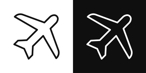 Flight Travel Icon Set. Aircraft and jet travel vector symbols. Commercial flight and cargo signs.