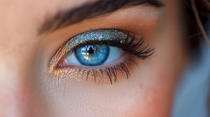 Naklejka premium Sparkling blue eye with quinceinspired makeup