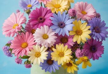 a colorful bouquet of flowers with " spring