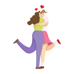 Vector illustration of lesbian couple on transparent background