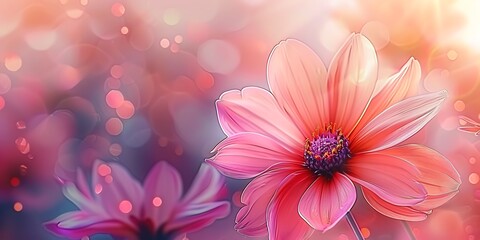 Pink Flower and blur area for text isolated. nature wallpaper themed