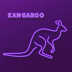 kangaroo neon sign, modern glowing banner design, colorful modern design trend on black background. Vector illustration.