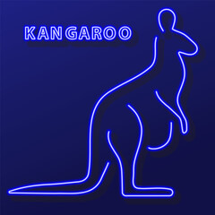 kangaroo neon sign, modern glowing banner design, colorful modern design trend on black background. Vector illustration.