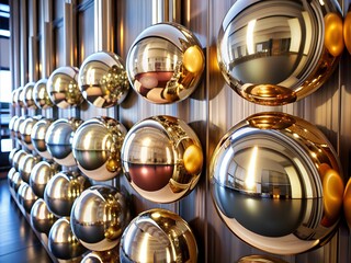 A row of metallic object 