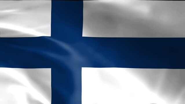 3D illustration of the flag of Finland (siniristilippu) waving, seamless animated background