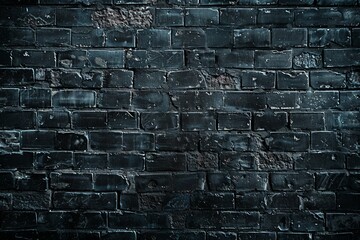 A brick wall with a black background. The wall is old and has a lot of cracks and holes - Powered by Adobe