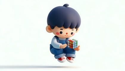 child who solve cube, Generative AI