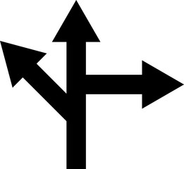 Way direction arrow sign, decision icon. Way multi direction road sign, way sign, road direction icon. Way icon vector illustration. 