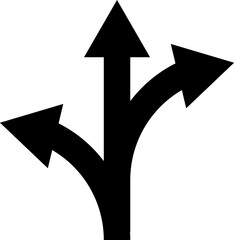 Way direction arrow sign, decision icon. Way multi direction road sign, way sign, road direction icon. Way icon vector illustration. 