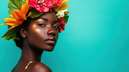 Beautiful amazing Grenada woman on studio background. Copy Space.
